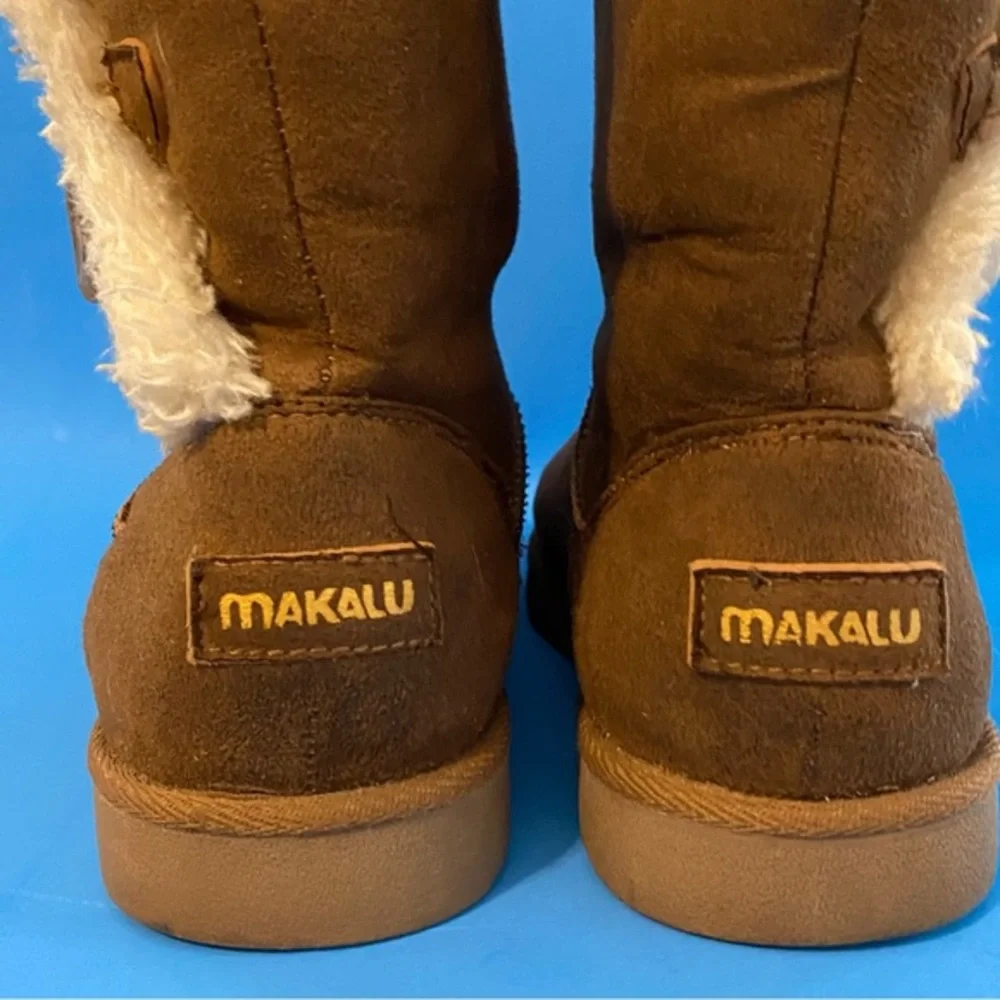 Makalu‎ Boots Women’s Size 7.5 Brown Pull On Faux Fur Lining Button